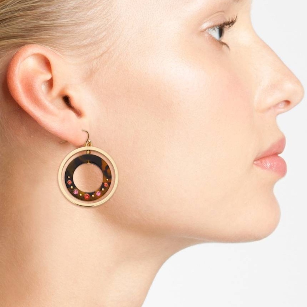 kate spade concentric circle 14k gold-plate tortoise shell earrings